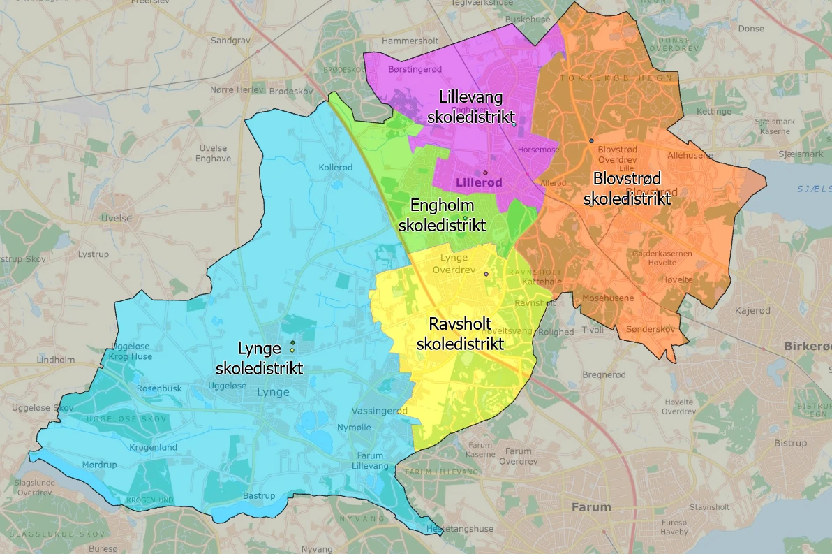 Kort over skoledistrikter