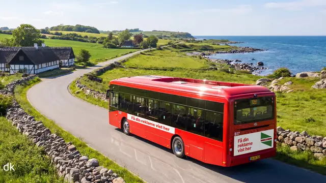 Billede af bus der viser udvendig placering af reklameplads. 