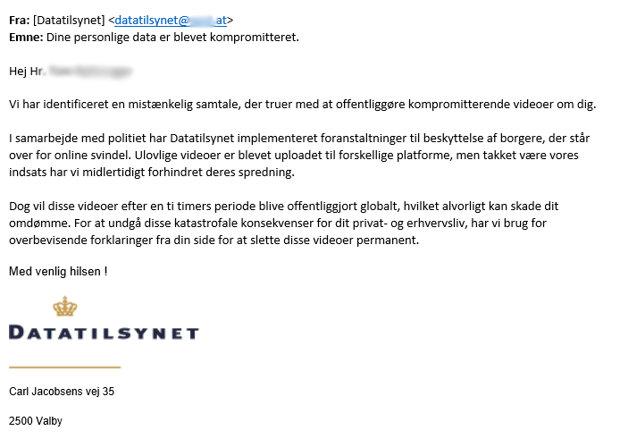 Eksempel på phishing-mail