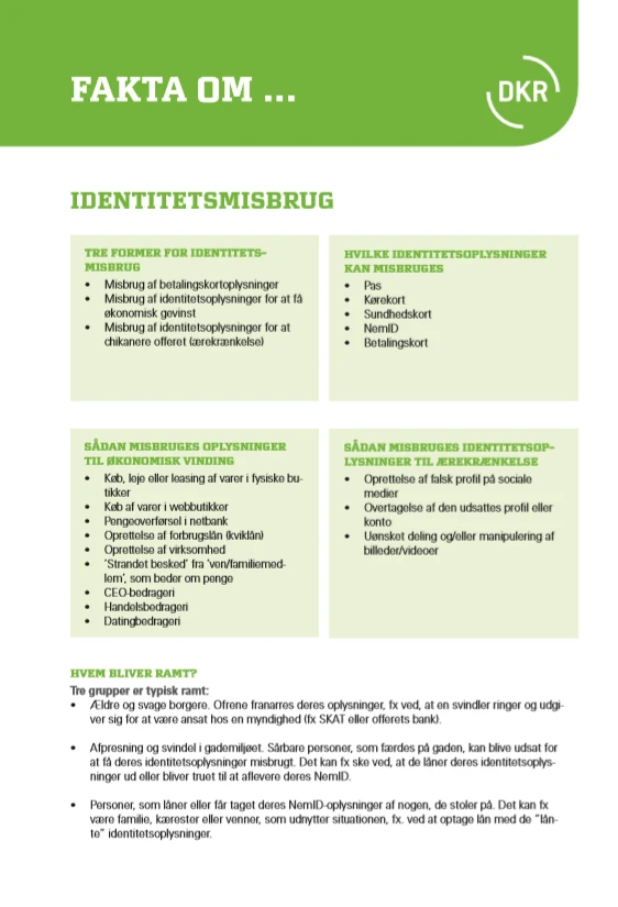 Faktaark om identitetsmisbrug