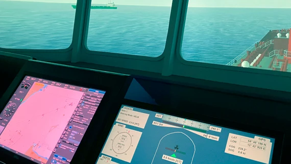 Udsgiten fra kommandobroen på skibssimulatoren