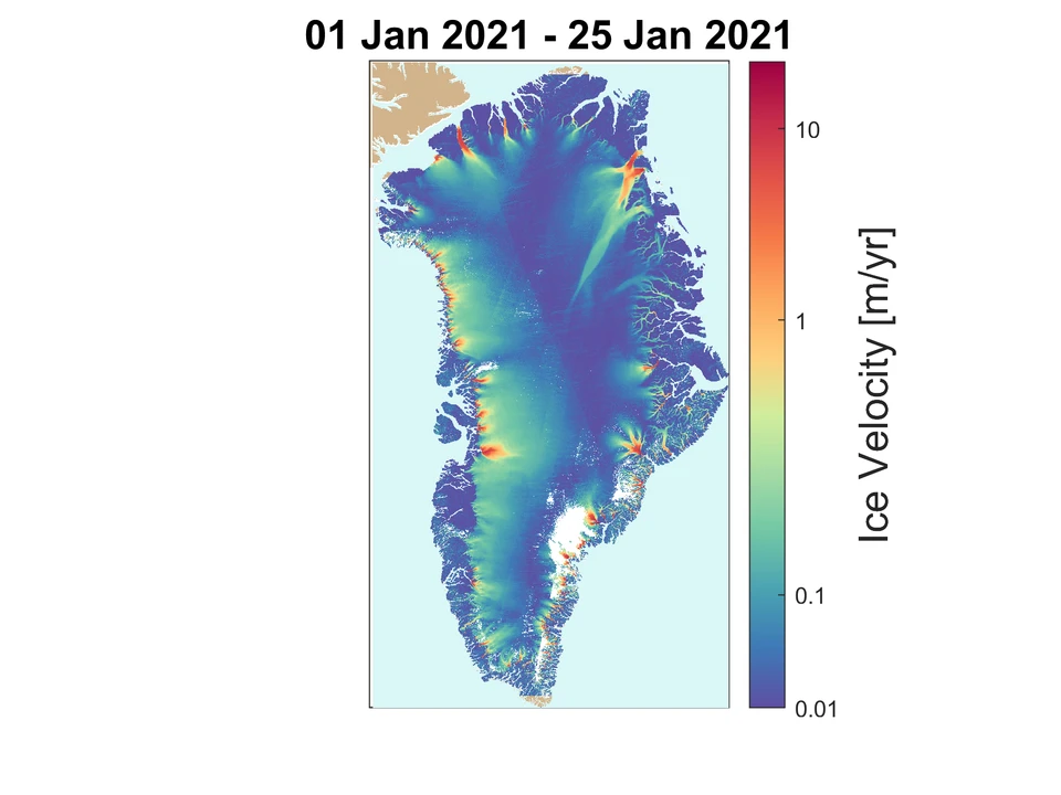 The Greenlang Ice Velocity[m/yr]