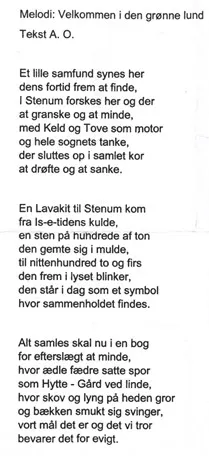 Sangen ved indvielsen af Stenum Stenen