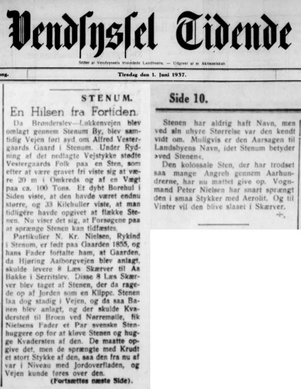 Artikel hvor Stenum Stenen nævnes