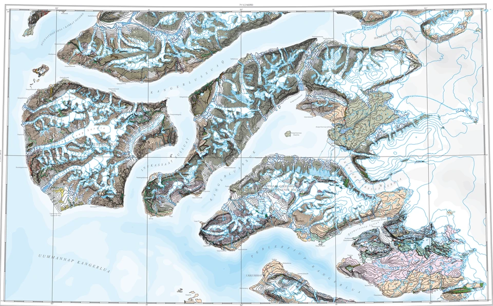 Geologisk kort over Vestgrønland