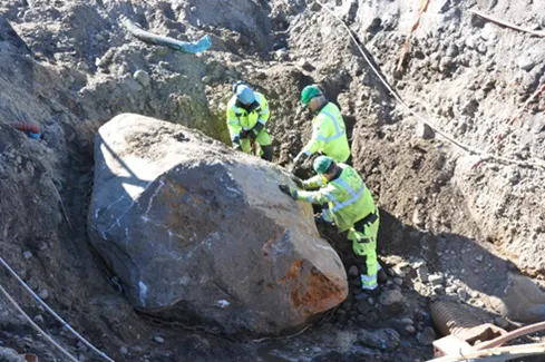 Udgravningen af Fiskergadestenen