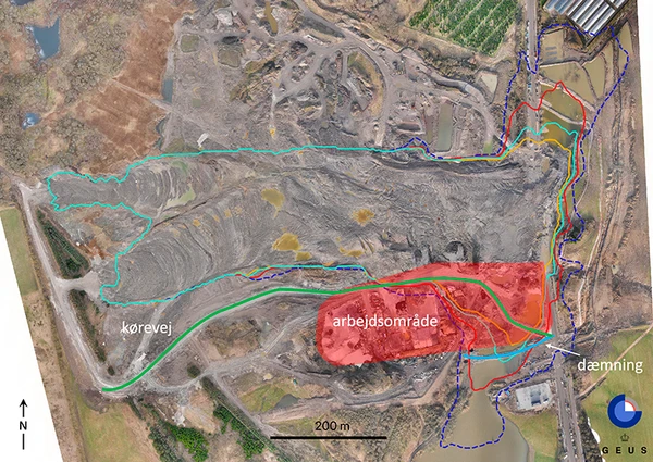 Forskellige udløbsmodeller for jordskreddet ved Nordic Waste i Randers Kommune