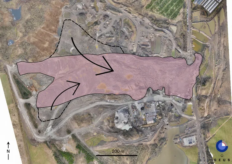 Områder, som kan blive involveret i jordskreddet