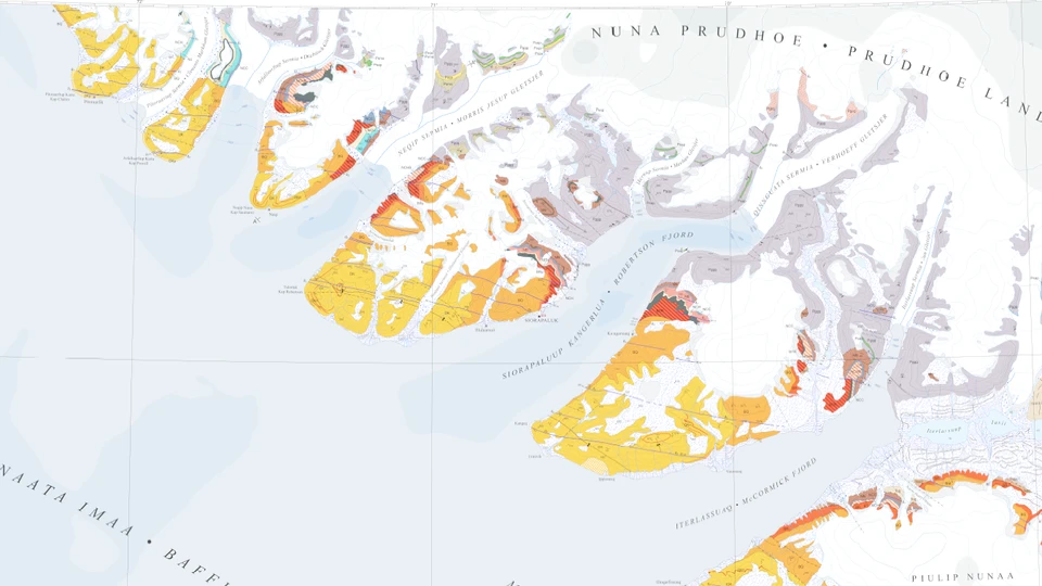 Kort over områder nord for Qaanaaq/Thule