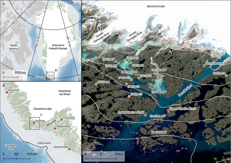Fjord map of Isortoq sediment cores
