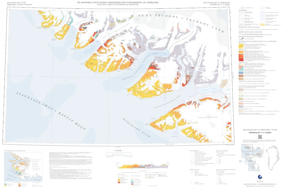 Kort over områder nord for Qaanaaq/Thule