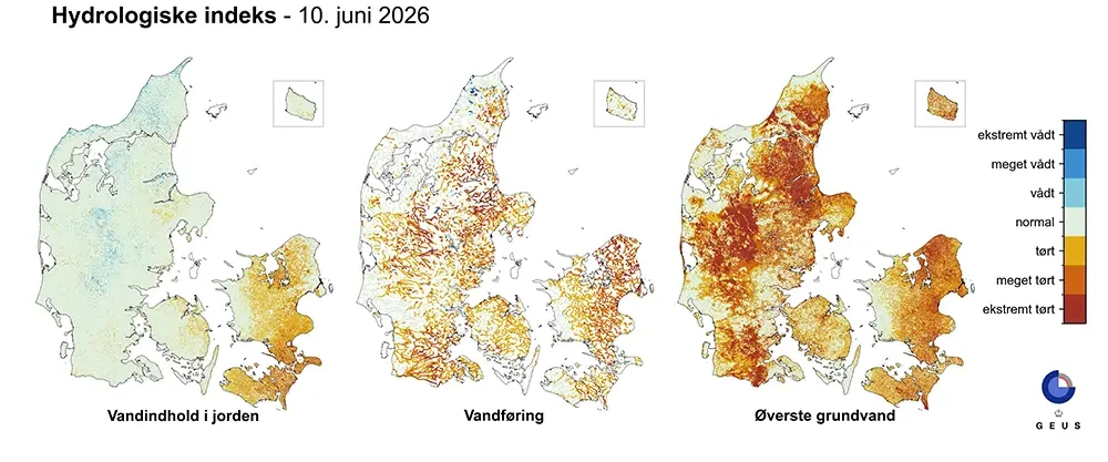 Hydrologisk indeks for 10. juni 2026