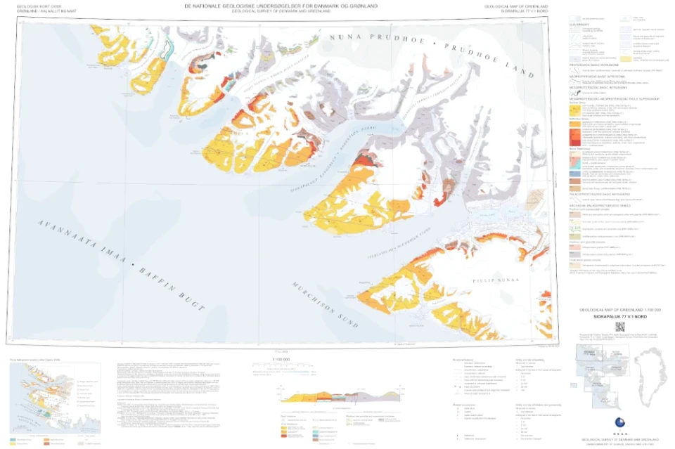 Kort over områder nord for Qaanaaq/Thule