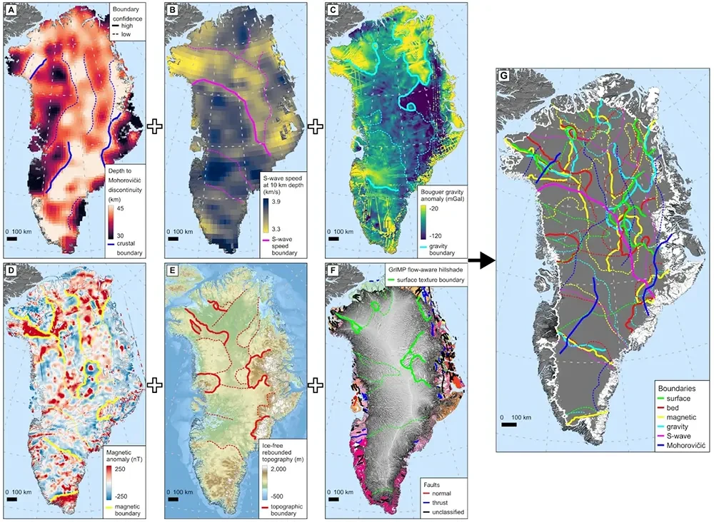 Map over the landscape under the ice sheet