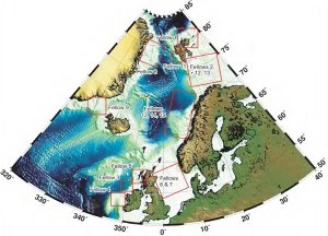 Bathymetry of the North Atlantic and location of projects in the GLANAM network