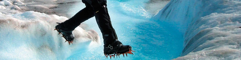 Picture of man walking on ice