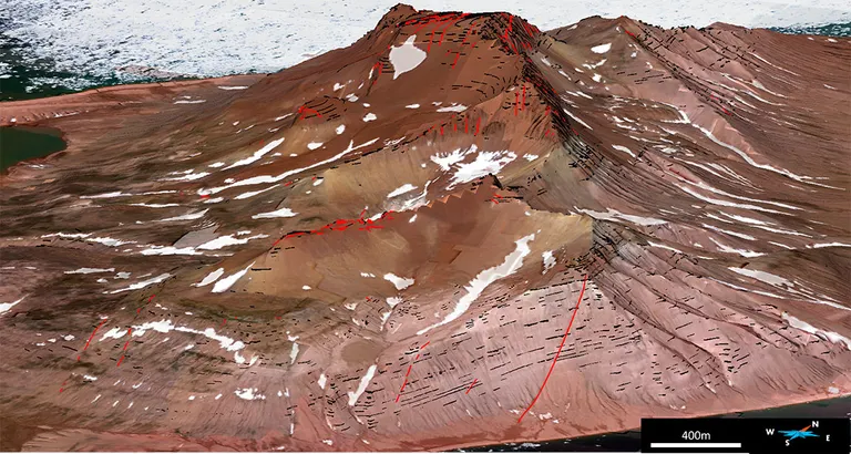 3D view of the Triassic sequence of Nordenskjöld Bjerg