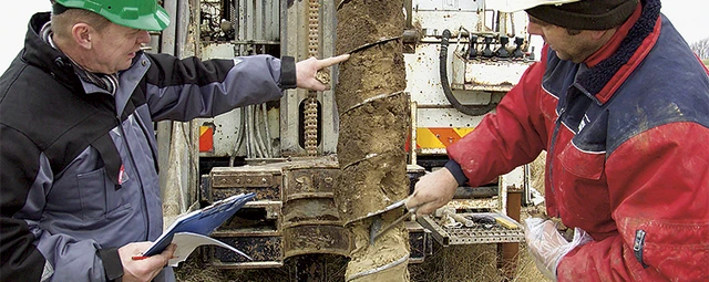 Geologist taking raw material samples