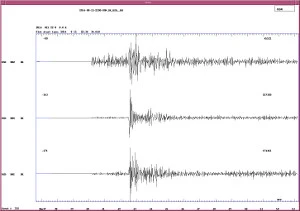 Seismogram over rystelserne