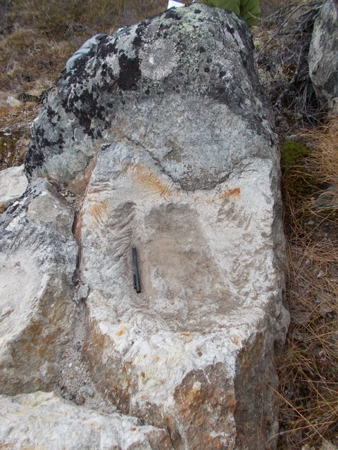 Aftryk af udtag til tranlampe eller gryde fra Thule-kulturen