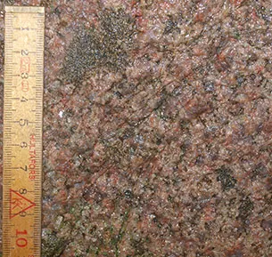 Svantestenen består af mellemkornet granit