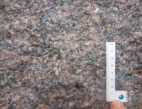 Musestenen består af mellemkornet granit