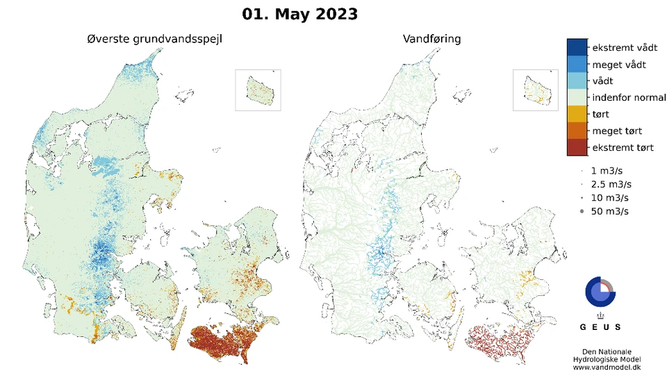 øverste grundvandsspejl og vandføring 