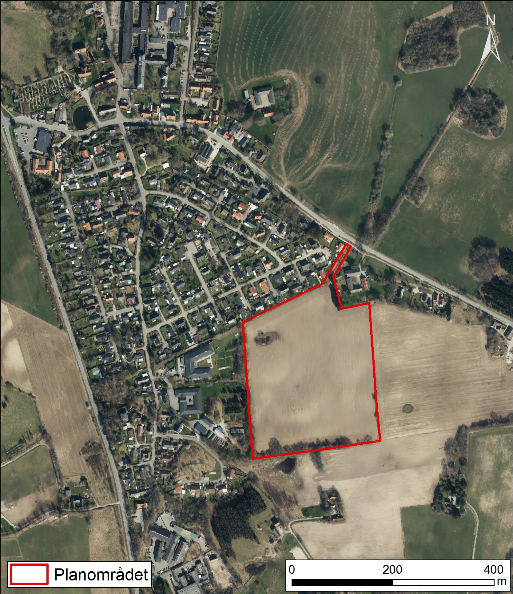 Kort over udviklingsområdet ved Stubmarken