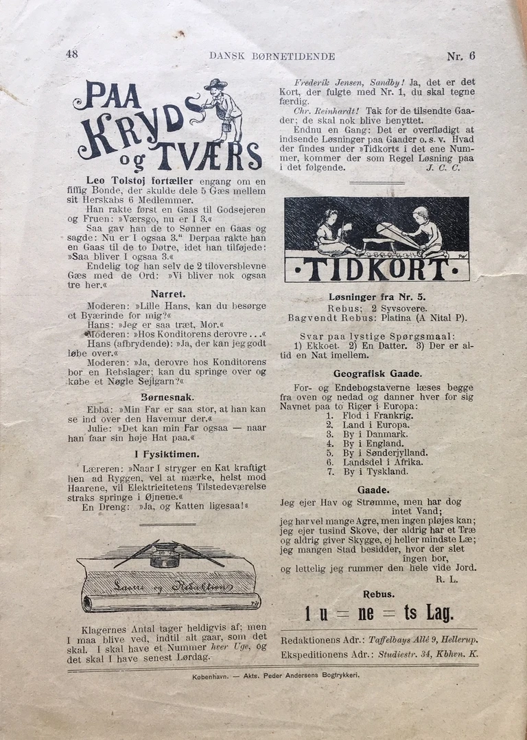 Bagsiden af Dansk Børnetidende