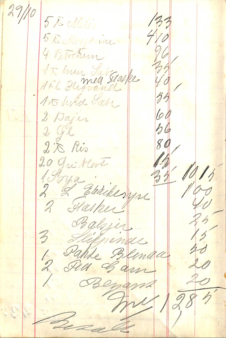 Indkøb på kredit hos Brugsforeningen blev noteret i kontrabogen.