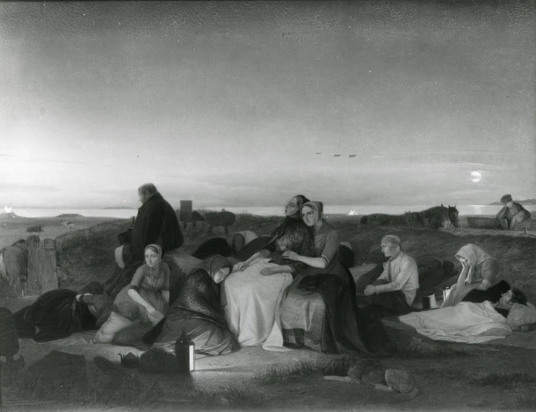 Syge på Sankt Helenes Grav. Affotografering af maleri af Jørgen Sonne fra 1847, Statens Museum for Kunst 