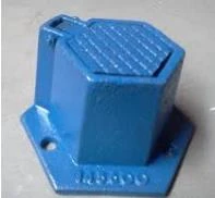 Eksempel på en blå stophane til vandforsyning med 6 kantet form