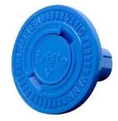 Eksempel på en blå stophane til vandforsyning med rund form