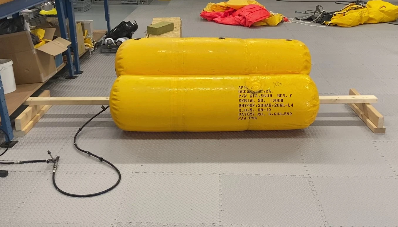 Fully inflated LH aft float during test