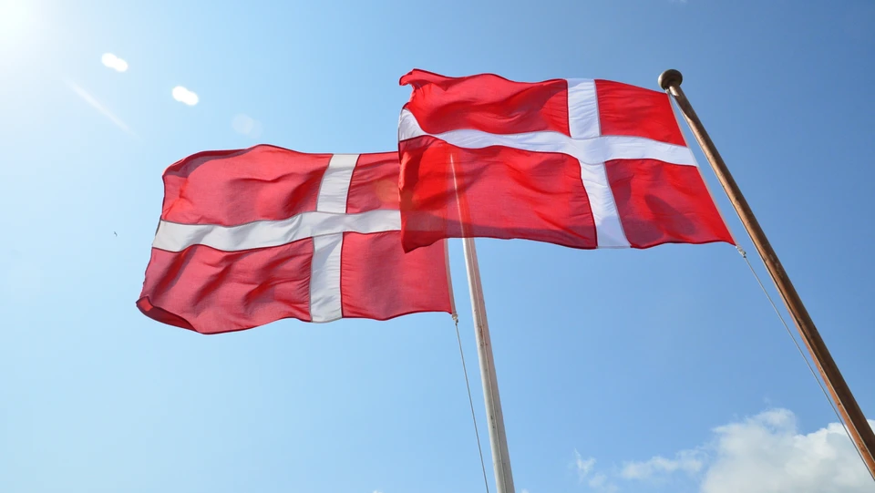 Billede af to danske flag der vejer i vinden
