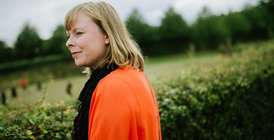 Joy Mogensen på besøg på Gerlev Idrætshøjskole i august 2020. Fotograf: Andreas Haubjerg