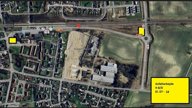 Billedet viser strækning på stationsvej i Vipperød der blive lysreguleret