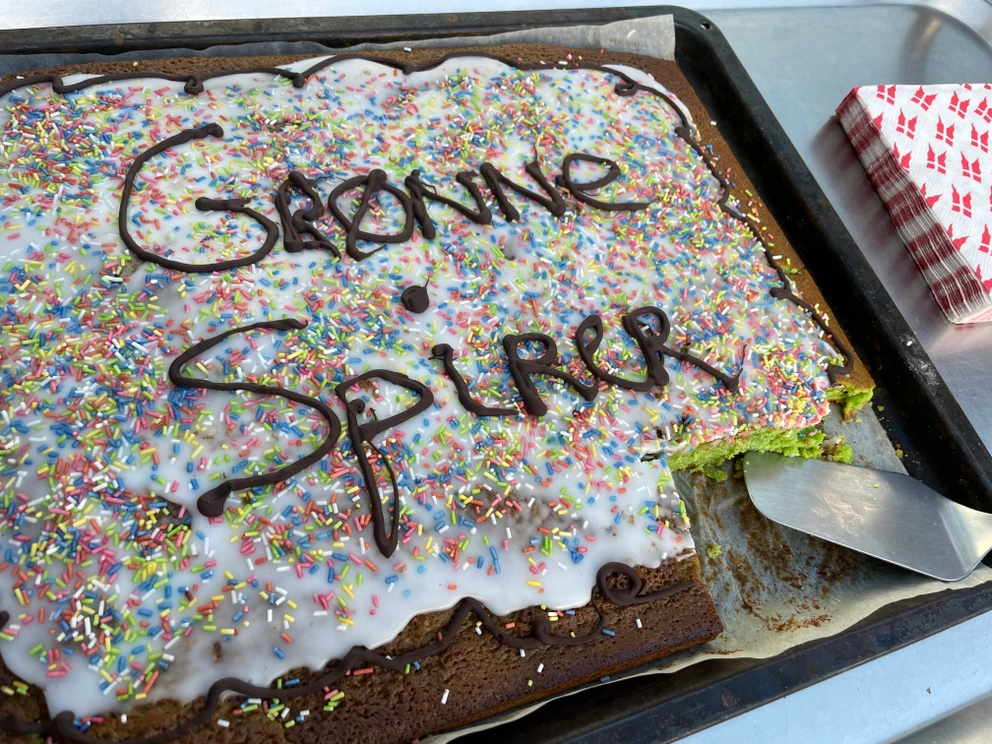 Det grønne flag blev fejret med kage, kaffe og saftevand.