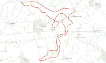 kort over det ansøgte projektområde i Gislinge