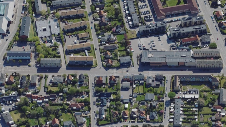 Luftfoto af lokalplanens område