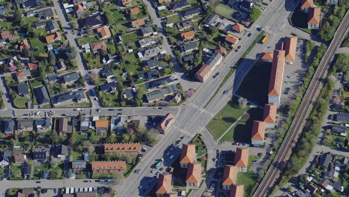 Luftfoto af området