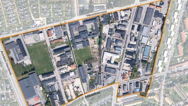 Kort der viser område omkring Høvedstensvej i Hvidovre
