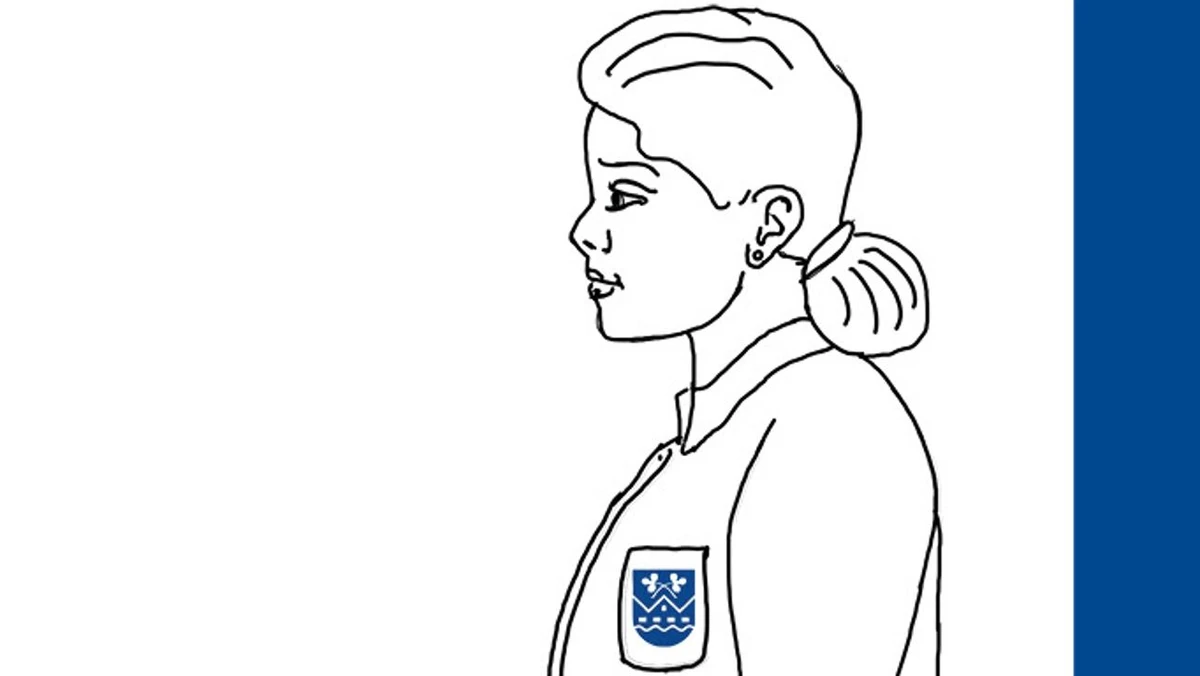 Illustration af hjemmehjælper med Hvidovre Kommunes logo på uniformen