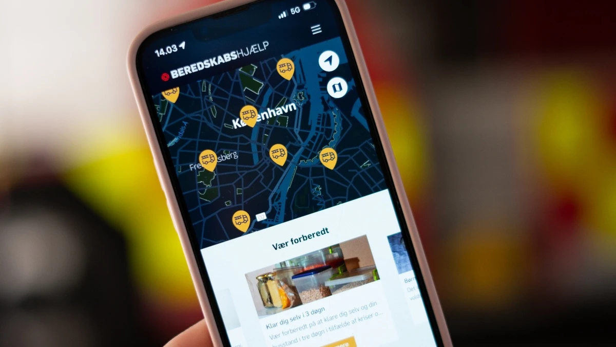 Skærmbillede fra appen vist på en mobiltelefon
