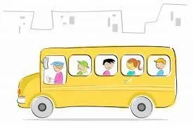Grafik af bus med chauffør og børn