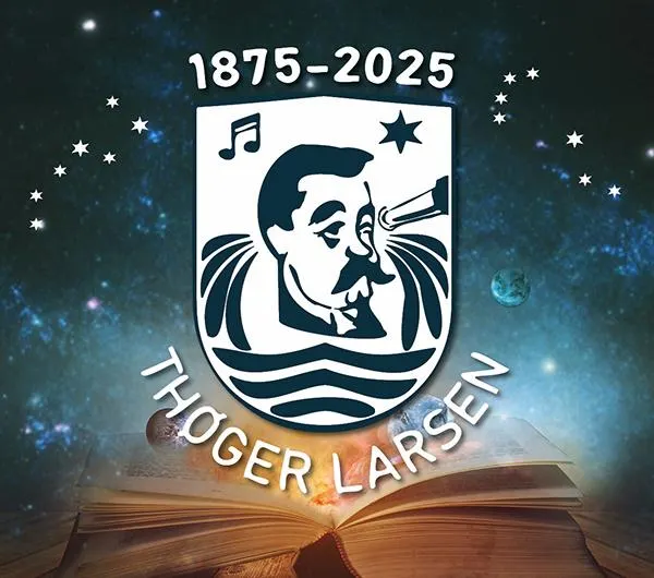 Logo for Thøger Larsens 150 jubilæum
