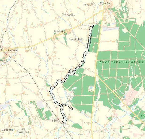 Kort over Fåremølle Å Nord