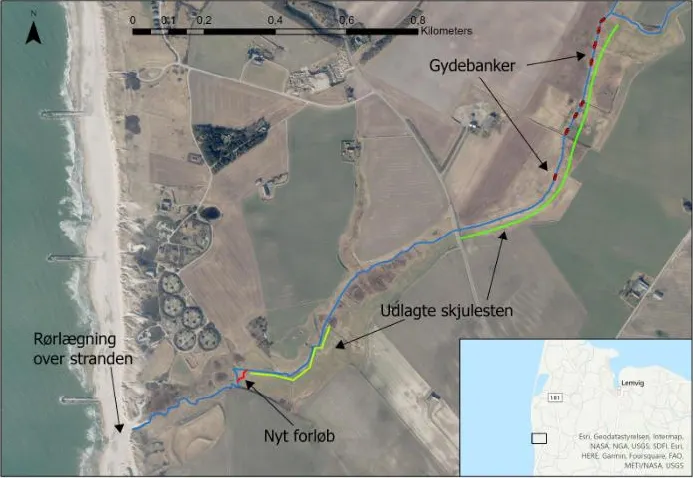Kort over Dybe Å