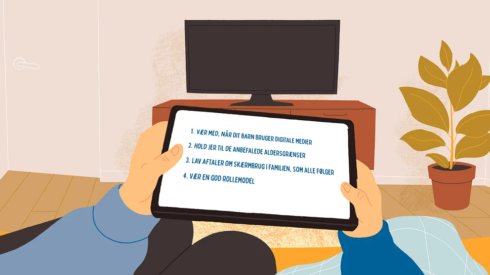 En tablet med fire gode råd.