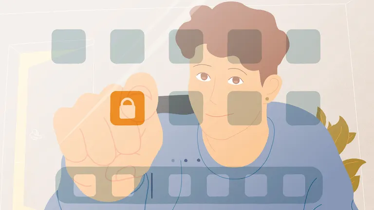 En voksen trykker på skærmen på en tablet.